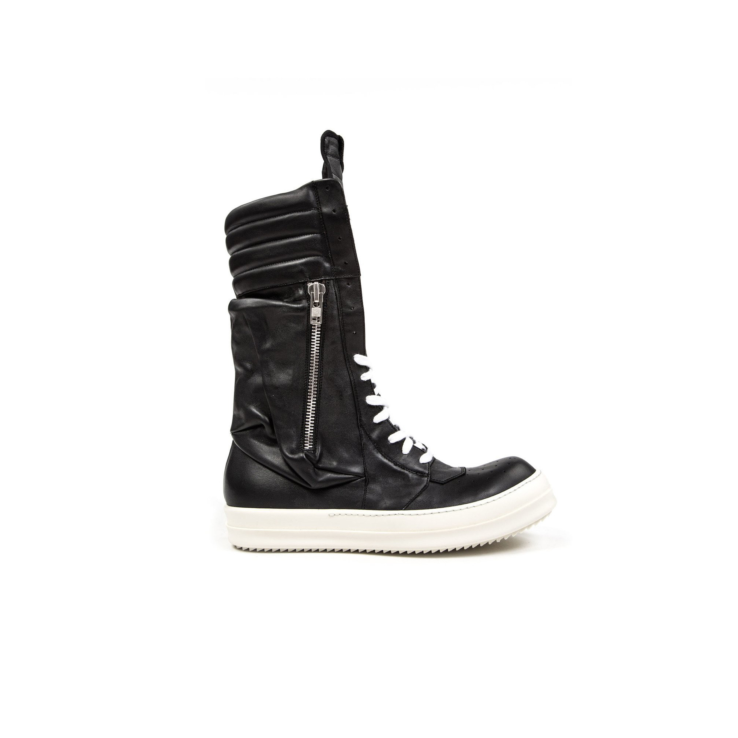 RICK OWENS BLACK CARGOBASKET BOOTS 